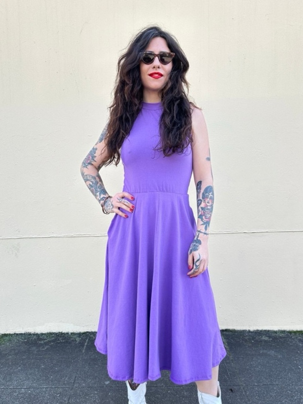 Nooworks Dahlia Dress NWOT EUC Lavender Solid Pockets XL